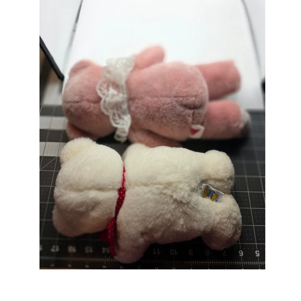 Dakin Plush Teddy Bear Lot Pink White Vintage 1984 1990 8in and 11in
